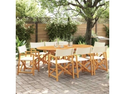 Vidaxl Conjunto De 8 Cadeiras Dobráveis Em Tecido Branco Creme.