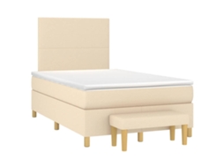 Cama Boxspring com Colchão 120x190cm Tecido Creme MAISON EXCLUSIVE