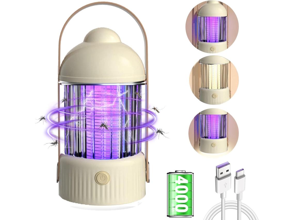 Lâmpada Elétrica Recarregável Contra Mosquitos De 4000 Mah Com Luz Uv E Função De Lanterna, Design Silencioso.