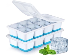 Forma De Gelo Com Tampa, Pacote Com 2 Unidades, Silicone E Livre De Bpa, Empilhável, Azul
