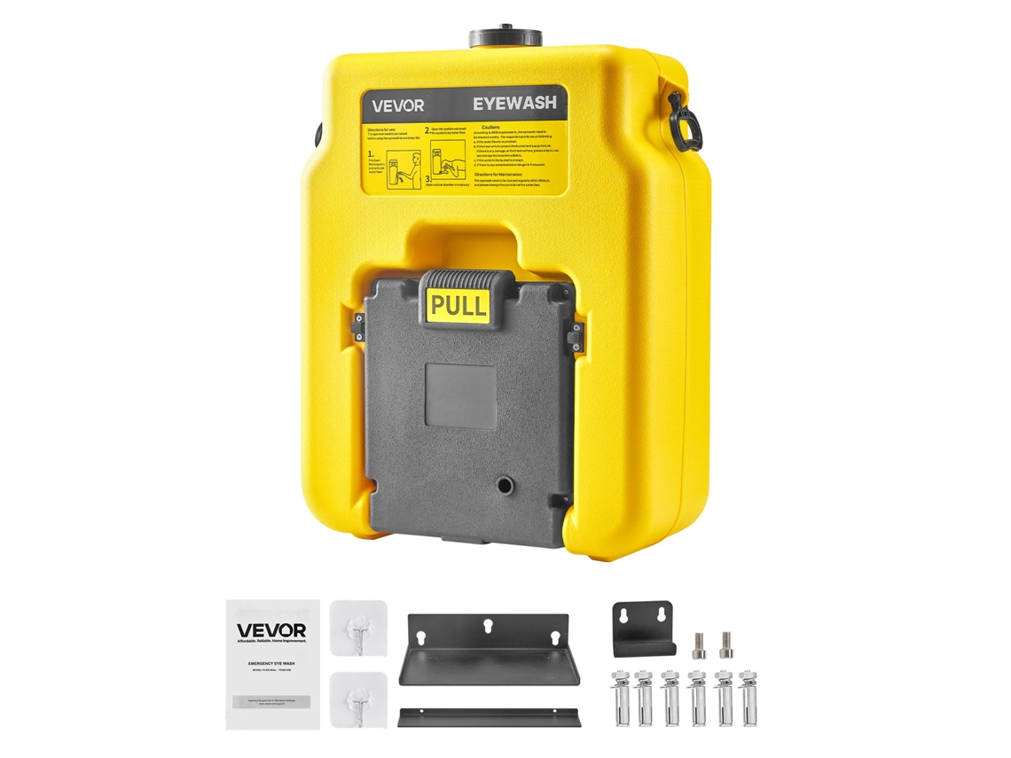 Lavadora Ocular Portátil Vevor 490 X 290 X 640 Mm Com 2 Pulverizadores, Amarelo