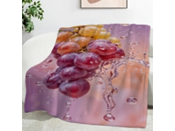 Manta com Estampa de Uvas e Gotas D'água 150x200 Cm Multifuncional Macia Aconchegante em Flanela Ideal para Ca