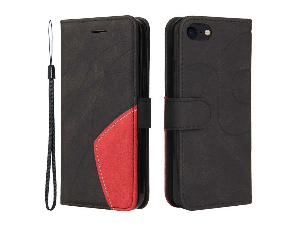 Capa Em Couro Pu Para Apple Iphone 7 / 8 / Se(2020) / Se(2022) - Preto