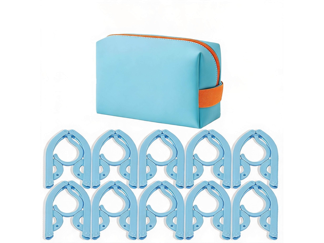 Conjunto Cabides Eifson Dobráveis Viagem 10 Cabides Plástico + Bolsa (azul)