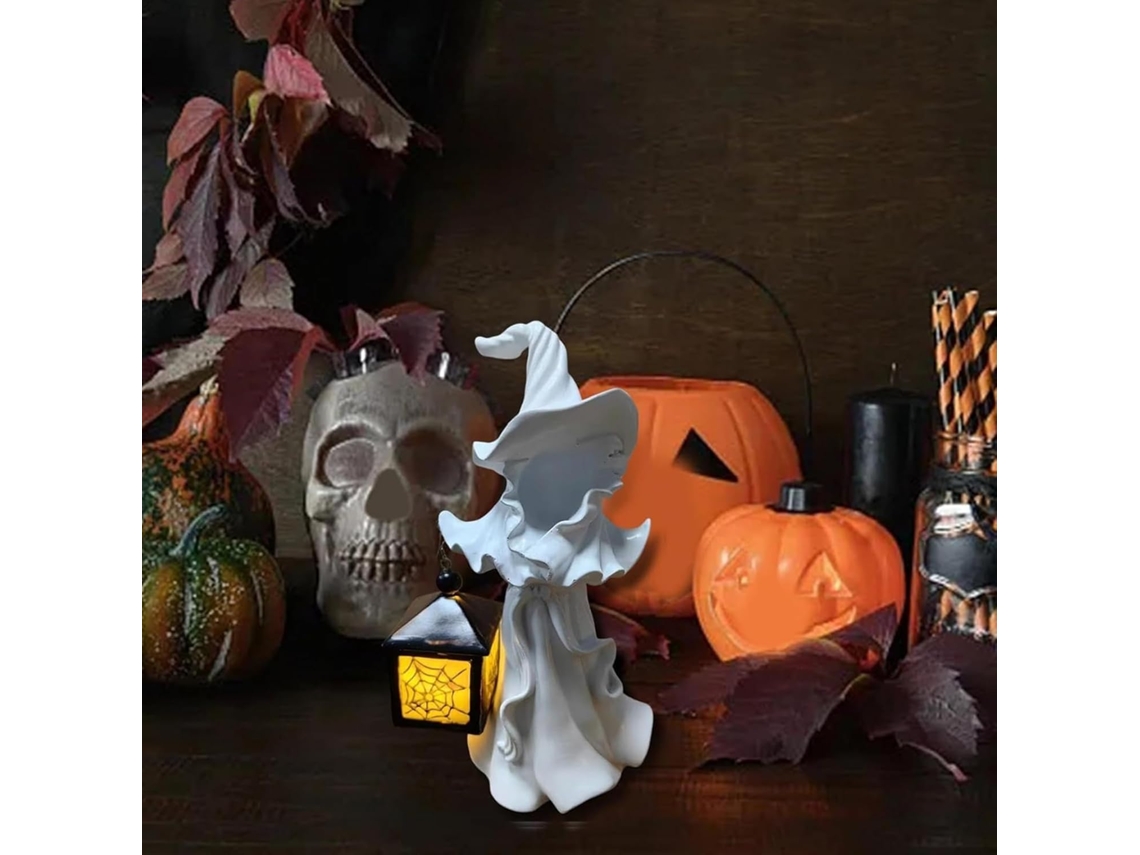 Estatuetas E Figuras De Bruxa Estátua De Bruxa De Halloween Com Lanterna, Para Mesa, Escrivaninha, Gokoco