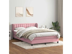 Vidaxl Cama Com Molas/colchão 140x210 Cm Veludo Rosa