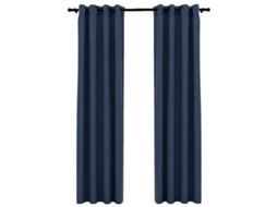 Maison Exclusive - Cortinas Opacas Aspeto Linho C/ Ilhós 2 Pcs 140x245 Cm Azul