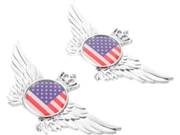 Emblema De Metal Da Bandeira Americana Em Liga De Zinco Prateado, Composto Por Duas Peças.