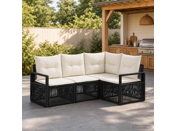 Vidaxl Conjunto De Sofá De Jardim 4 Unid. Preto Vime Pe