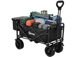 Carrinho de Transporte Dobrável com Bolsa Térmica Removível Capacidade 100 Kg para Campismo Praia 113x57x77 100 Cm Preto PROFESIA BOYANG