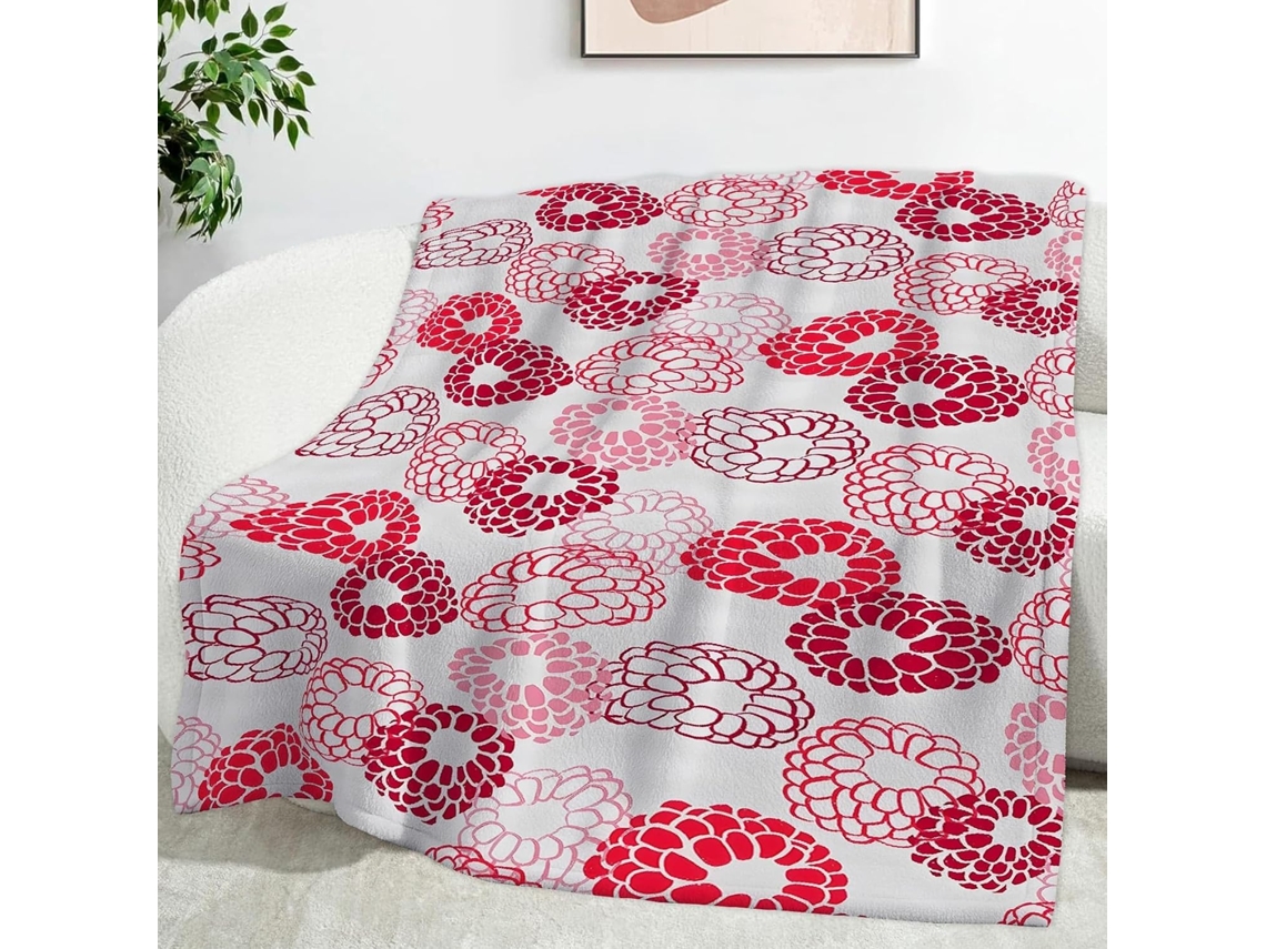 Manta de Framboesa Frutas 180x200 Cm Multifuncional Macia Flanela Aconchegante para Cama Escritório Soneca Con