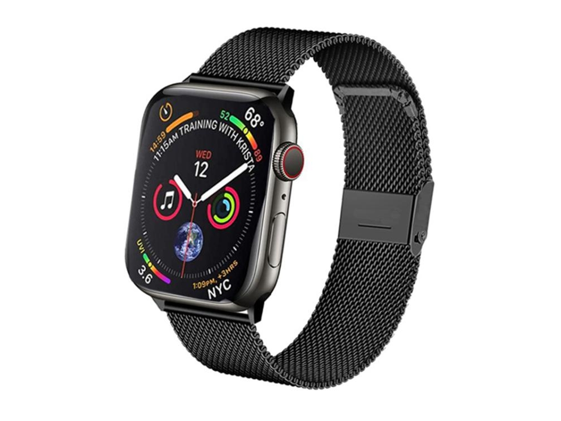 Bracelete Para Apple Watch 42/41/40/38mm - Metal Com Fivela Milanesa Preto