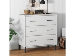 Vidaxl Aparador 3 Gavetas 77x40x79,5 Cm Madeira Maciça Oslo Branco
