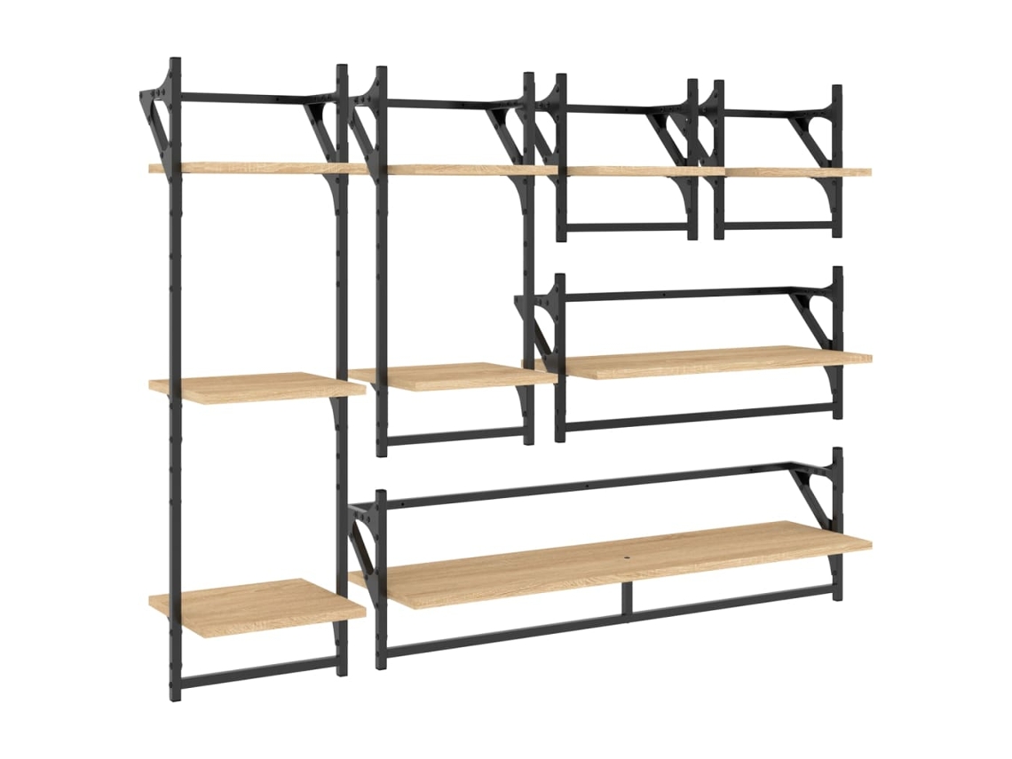 Wall Shelf Set, Wall Shelf Sets Vidaxl Marrom Madeira Processada (n/a)