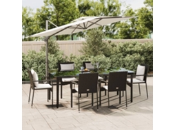 Vidaxl 7 Pcs Conjunto De Jantar P/ Jardim C/ Almofadões Vime Pe Preto