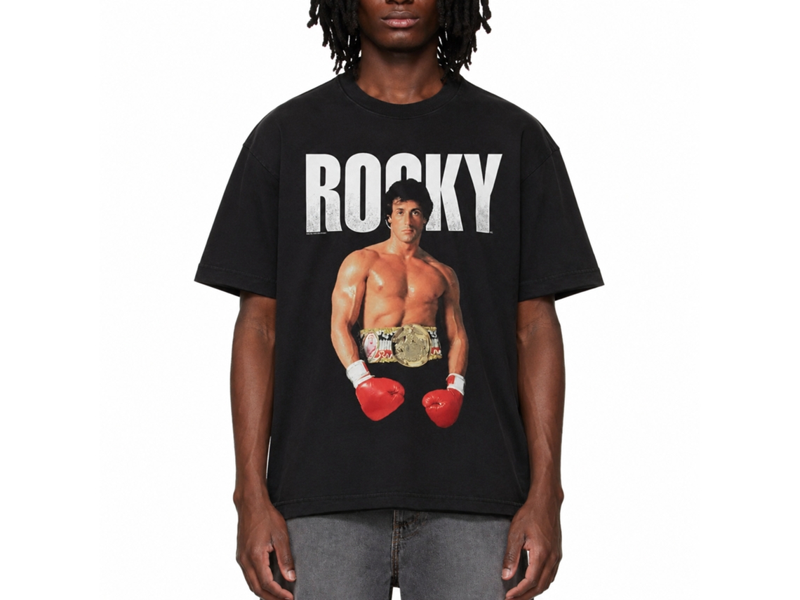 Rockinstone Rocky Movie Stand Black Adult T-shirt Size:xxxl