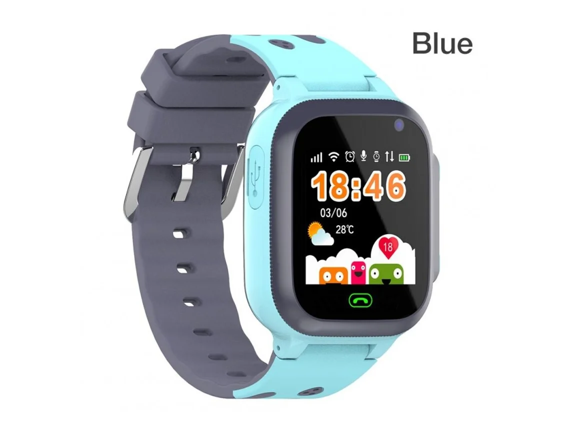 Smartwatch Infantil À Prova D'Água com Gps Posicionamento Cartão Sim com Luz Respiratória Aplicativo Usb Telefone Azul