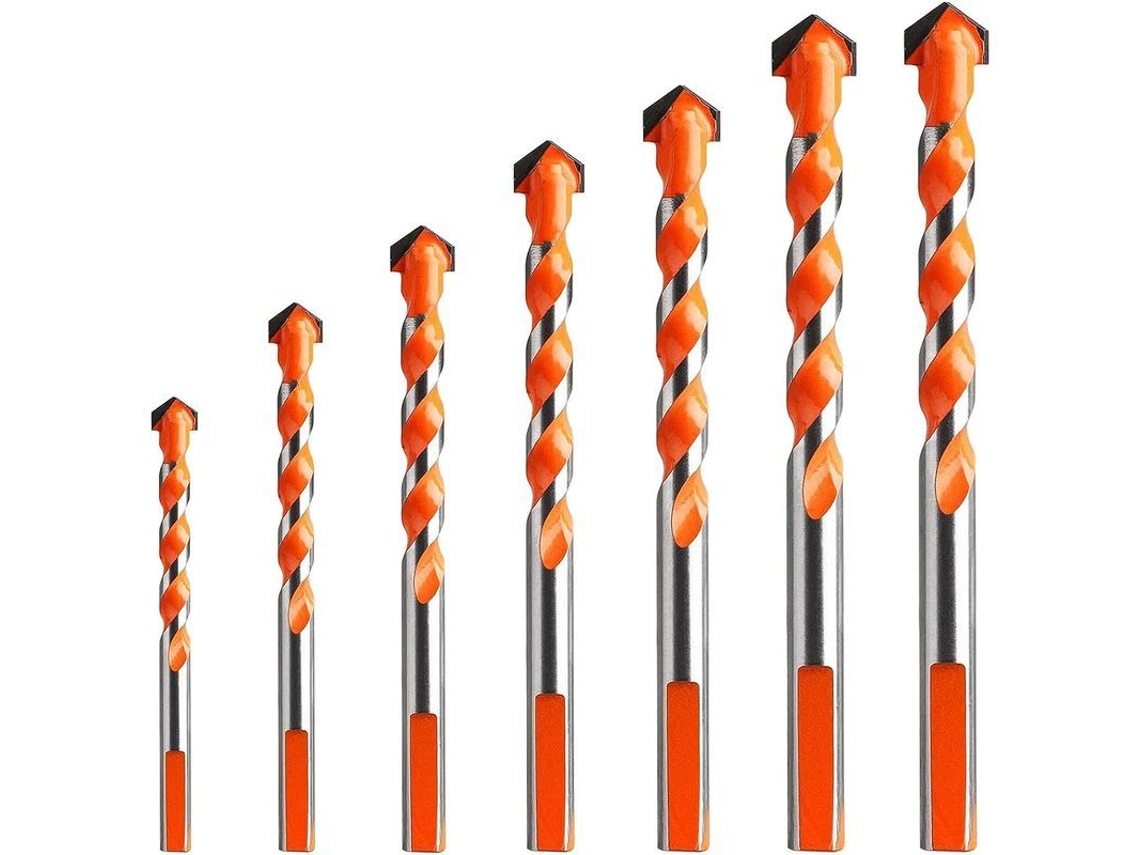 Broca de Carburo de Tungsteno para Albañilería 7 Piezas, Tallas 3 12mm para Baldosas, Concreto, Ladrillo y Vidrio