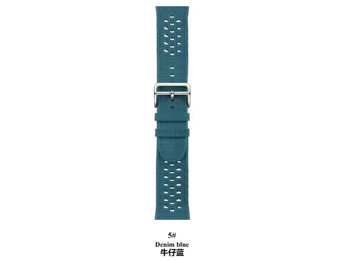 Pulseira Para Apple Watch Em Malha Respirável Estilo Esportivo Com Fivela, Estilo Hermès, Azul Jeans, Compatível Com 42 44