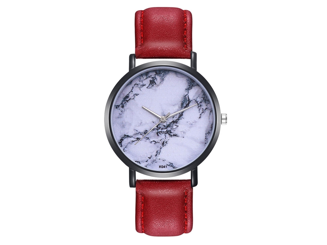 Relógio de quartzo moderno para casais com pulseira de couro PU Zhoulianfa (vermelho)