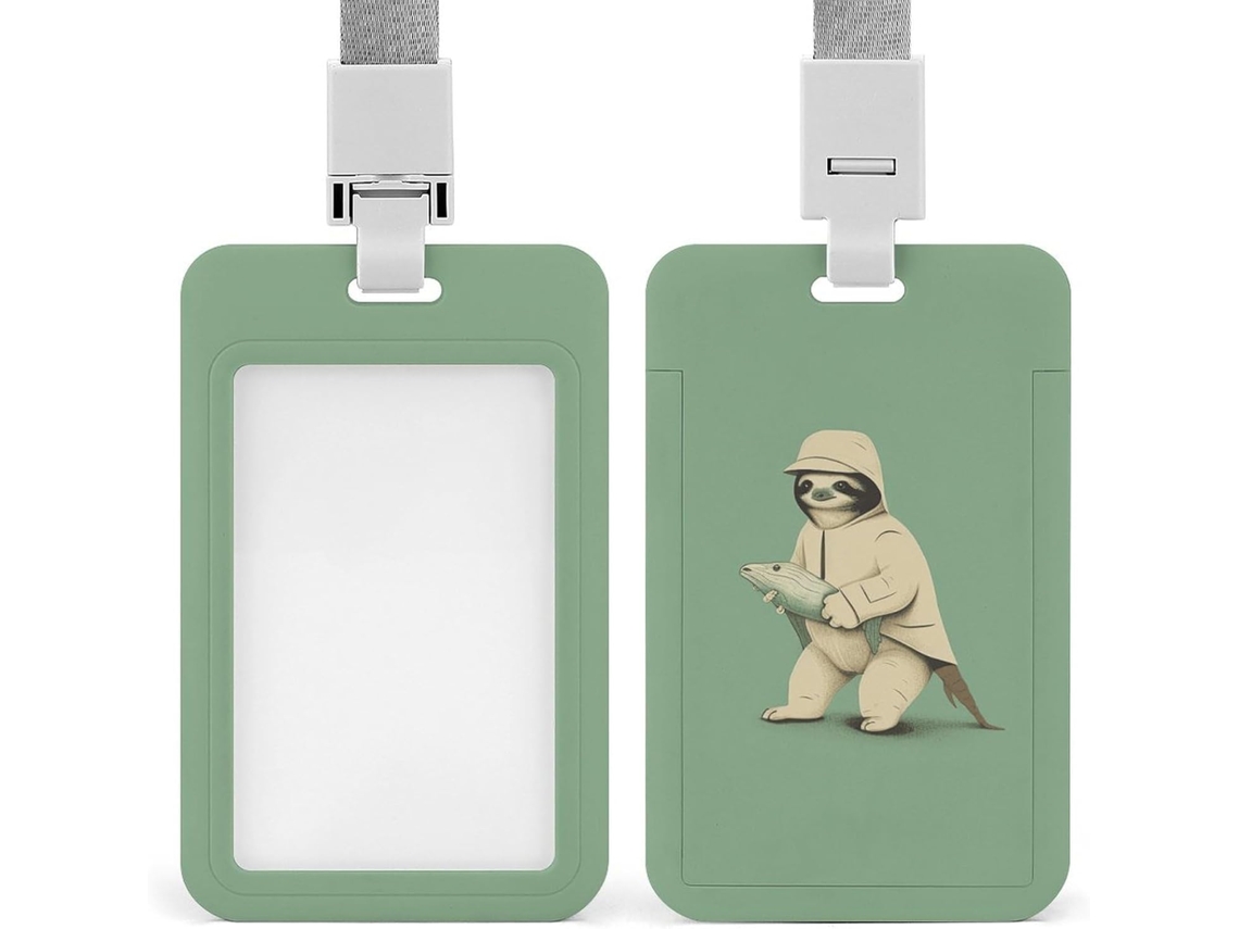 Clipe Crachá, Design Fofo De Bicho Preguiça Com Estampa Chapéu E Cordão, Porta Crachá, Cordão Identificação