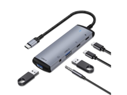Lurelia Hub Usb-c 5 Em 1 Com Usb 3.0, Usb 2.0, Pd 60w, Áudio 3,5 Mm, Otg Para Iphone 15 E Ipad