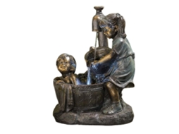 Escultura Jardim Menino Menina Decoração Pátio Banho