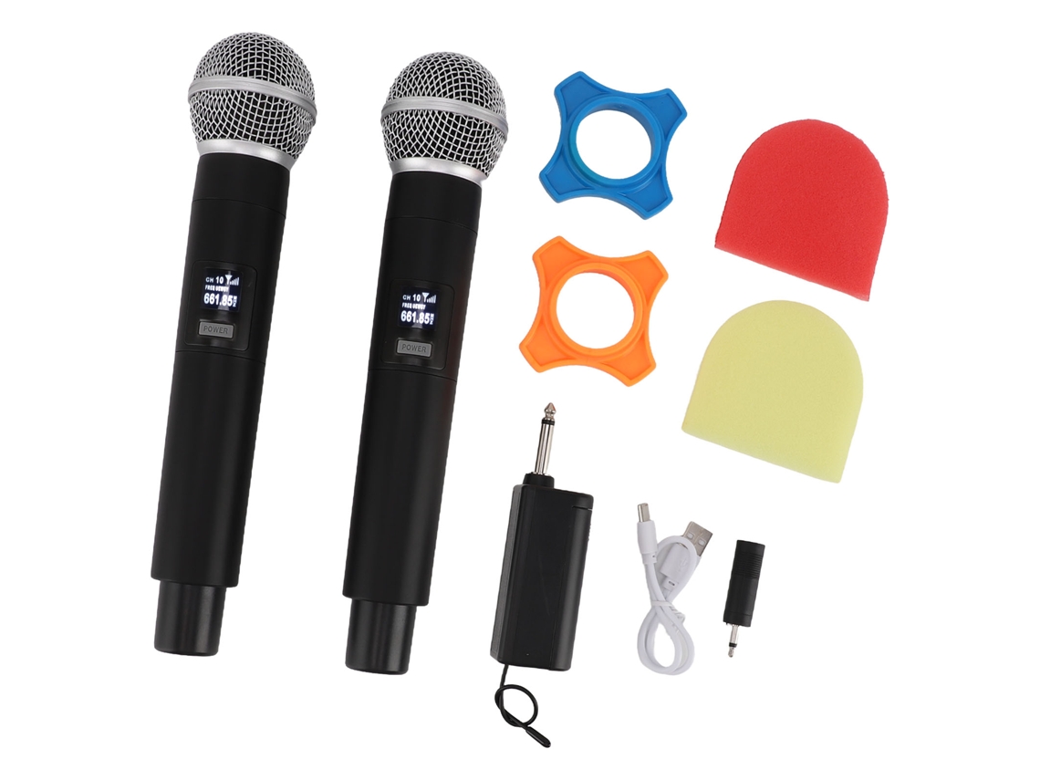 Aetheria 2pcs Microfone Sem Fio Vhf Uhf Profissional Cancelamento de Ruído Recarregável com Receptor
