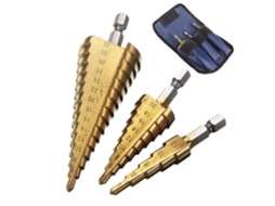 Conjunto De 3 Brocas Hss Cônicas Métricas 4 12/20/32mm Com 1/4 Hex Titânio Brocas Profissionais Para Metal Btforus