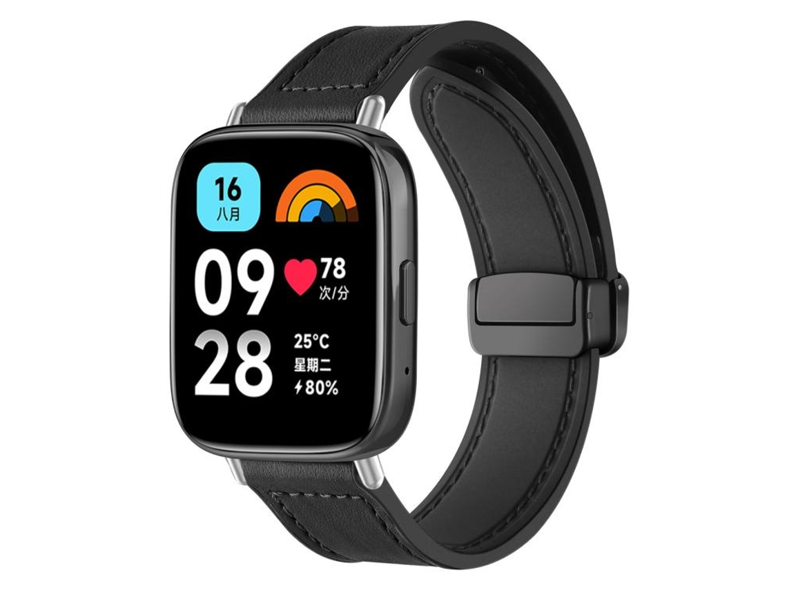Bracelete para Redmi Watch 3 Active / Lite Fivela Magnética Estampa Crazy Horse Preta XIAOMOYU