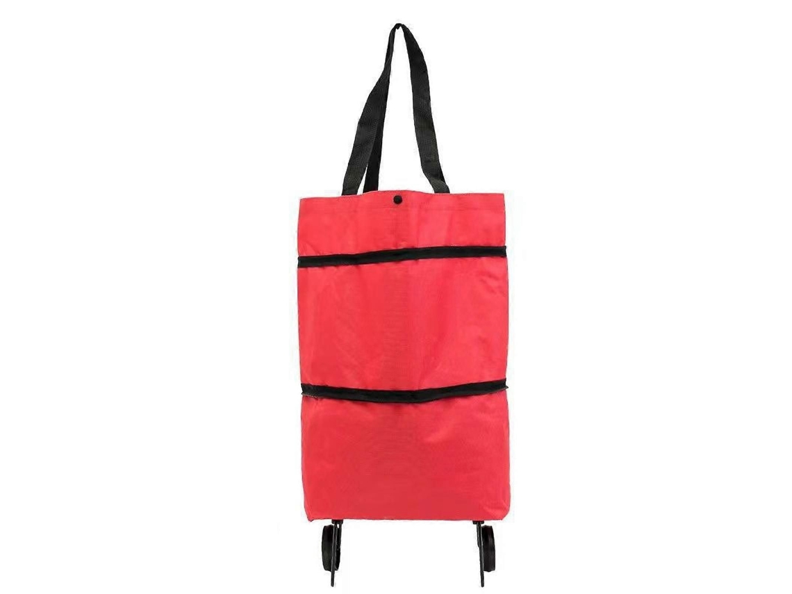 Sacola de Compras Dobrável com Rodinhas Giratórias, Grande Capacidade, Tecido Impermeável, Zíper Suave, Alça Retrátil Ideal para Compras de Sup GOKOCO