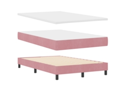 Cama Box Spring  Com Colchão & Led Rosa Vidaxl Veludo (120x200 Cm)