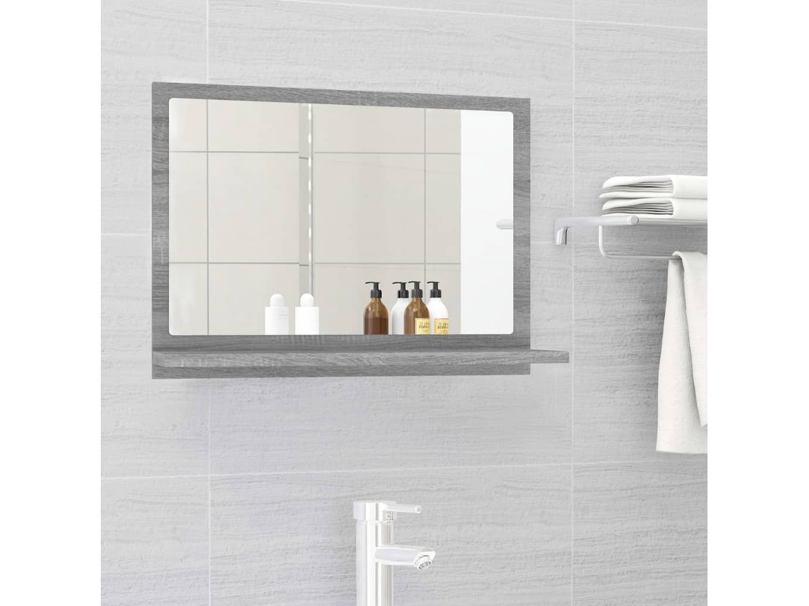 Vidaxl Espelho Wc 60x10,5x37 Cm Derivados De Madeira Sonoma Cinza