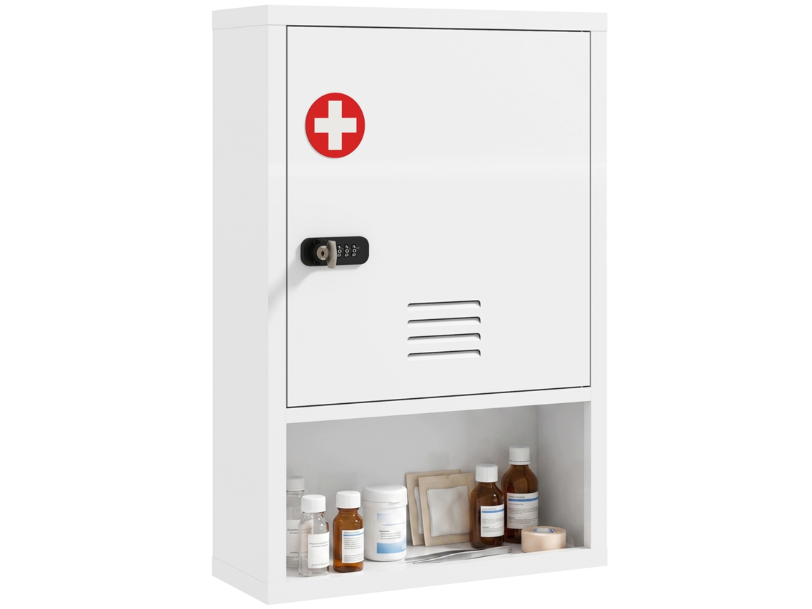 Fechadura De Combinação E Chave Armário De Remédios De Parede Com, 3 Níveis, Com Trava, Branco