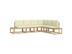 Maison Exclusive - Conjunto De Sofás Para Exterior 4 Peça Branco E Creme Poliéster