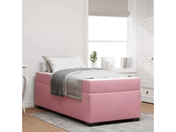 Vidaxl Estrutura Da Cama Com Colchão Rosa 90 X 190 Cm Tecido
