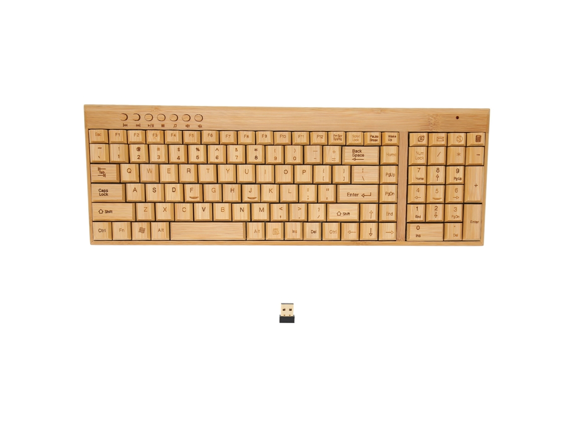 Jinwei teclado de Computador de Bambu Sem Fio de 2,4ghz
