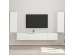 Vidaxl Conjunto De Gabinete De Parede Para Tv 4 Unid. Branco Brilhante