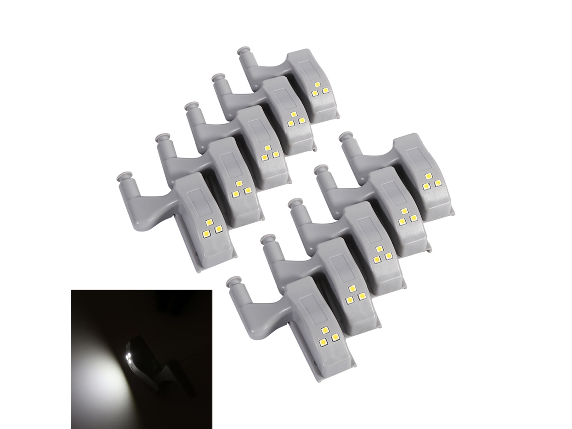2026 10 Peças de Luz Led para Dobradiças de Armário Gabinete Alacena Wardrobe Cozinha Lar (branco Frio)