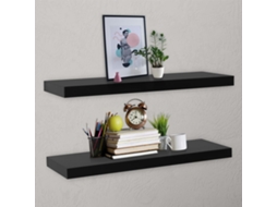 Prateleiras De Parede Suspensas 2 Pcs 120x20x3,8 Cm Preto Dkd Home Decor