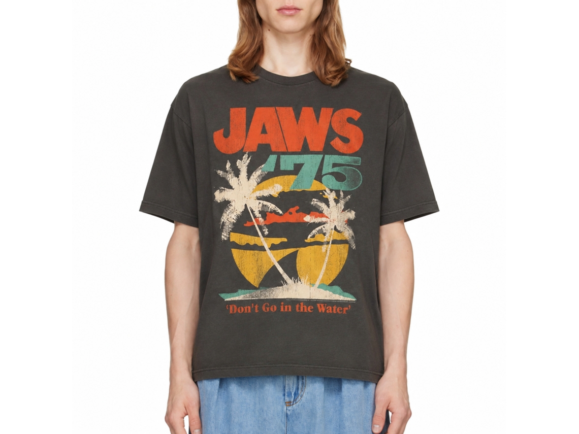 Rockinstone Jaws Movie Jaws75 Solid Smoke Adult T-shirt Size:xl