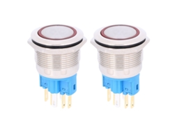 2pcs Botão De Reset Anel 22mm 6-pin Dc12-24v Ip65 Acessórios De Interruptor Push Button Vermelho