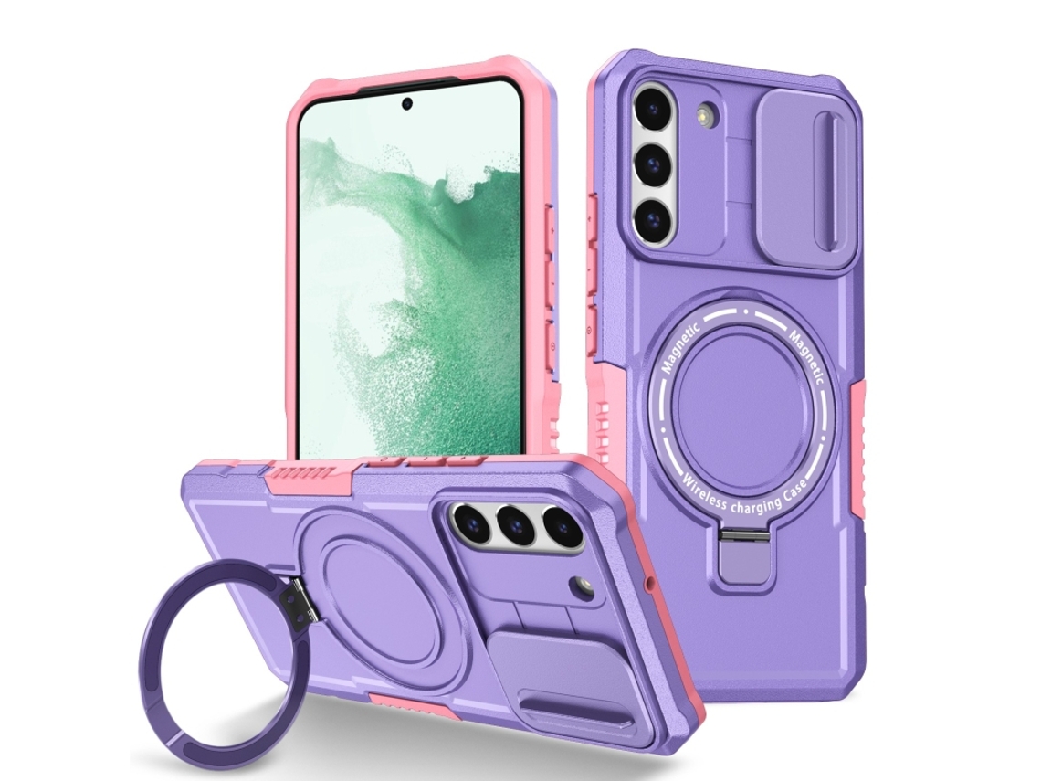 Capa Zruxe Compativel Com Samsung Galaxy S22 5g (camshield - Magsafe - Tpu - Híbrido - Pc - Rosa - Roxo)