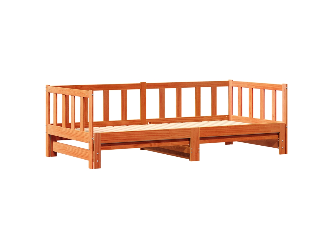 Conjunto 1 Cama Dia Rebatível Vidaxl Castanho Madeira De Pinho Maciça (193.5 X 184 X 66 Cm)
