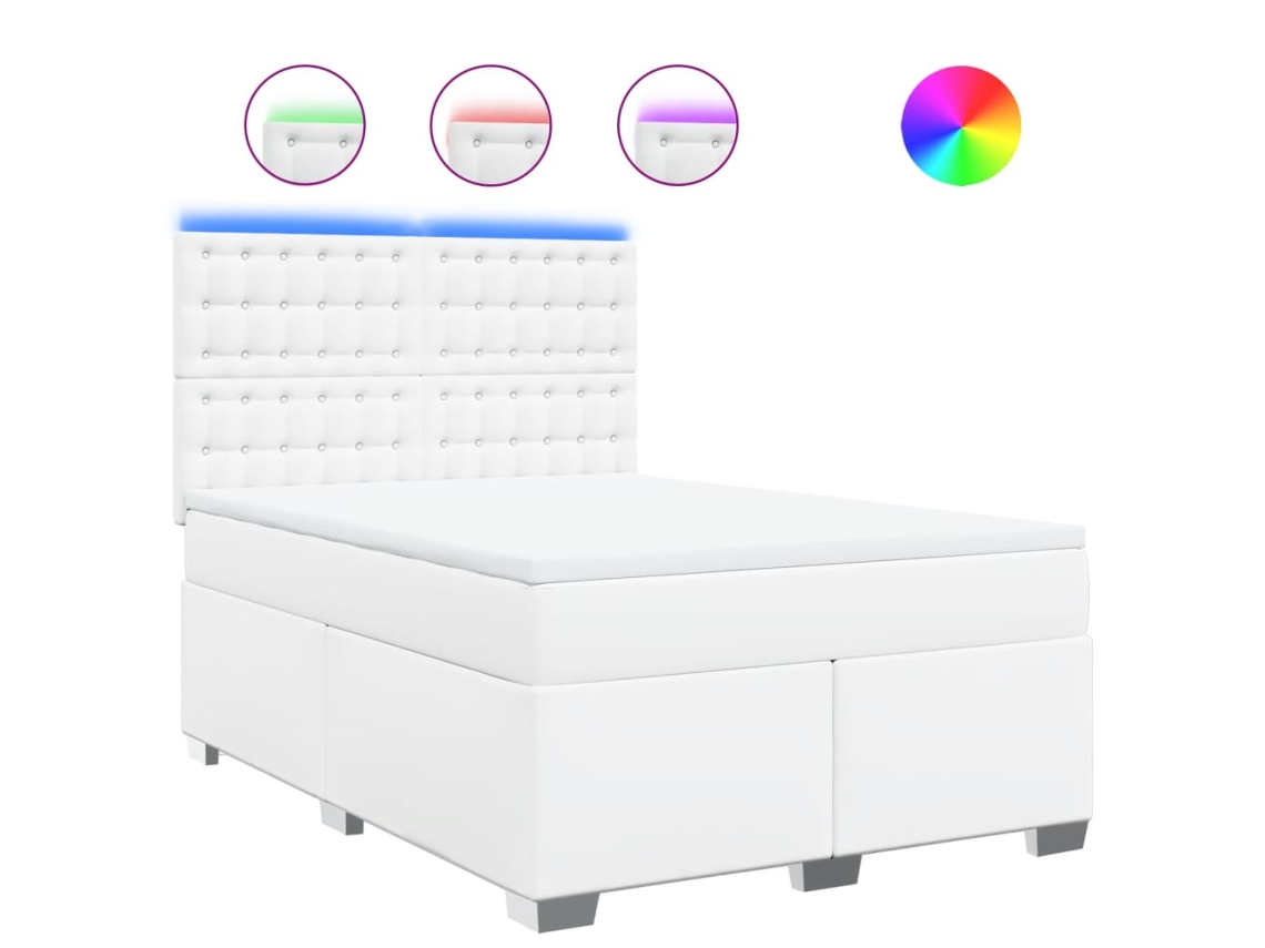 Cama com Molas Couro Artificial Branco MAISON EXCLUSIVE 140x200 cm
