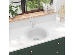 Vidaxl Lava-louça Com 1 Cuba Redonda Granito Branco