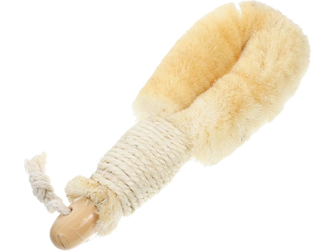 Escova Esfoliante De Fibra Sisal Natural Housoutil Com Cabo Madeira, Escova De Banho Corporal, Limpador Durável, Uso