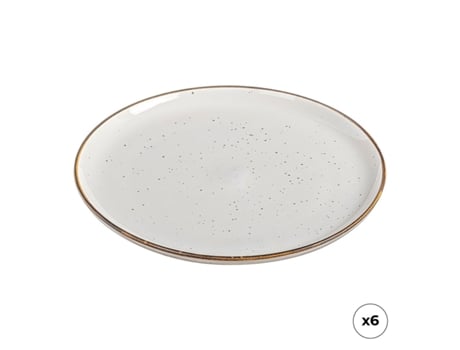 Prato De Jantar Ovenza Branco Porcelana Ø 25 Cm (6 Unidades)