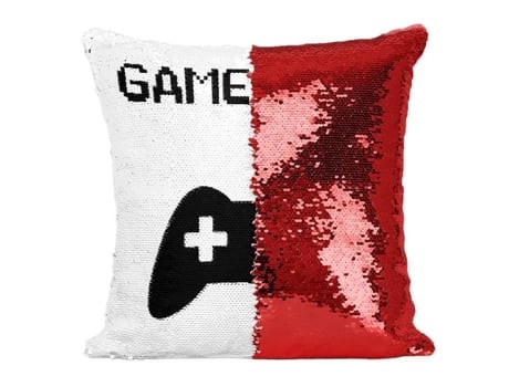 Capa de Almofada de Lantejoulas Game Over de Lantejoulas Vermelhas Console Controlador de Jogos de Vídeo Retrô FABULOUS