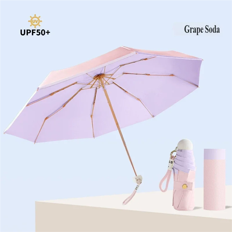 (rosa 8k) Guarda-chuva Dobrável De Cinco Seções, Proteção Solar, Proteção Uv, Estilo Instagram, Guarda-chuva Portátil Para Proteção Solar
